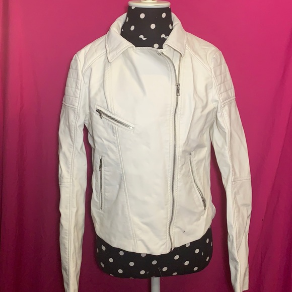 Shinestar Jackets & Blazers - NWOT Moto Jacket Vegan Leather Large White